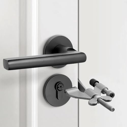 Grey Adjustable Heavy Duty Portable Door Lock,No Drill - color: Gray