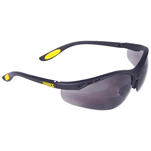 DEWALT DPG59-220C Reinforcer Rx-Bifocal 2.0 Smoke Lens High Performance Protective Safety Glasses with Rubber Temples and Protective Eyeglass Sleeve - size: Rx-Bifocal 2.0