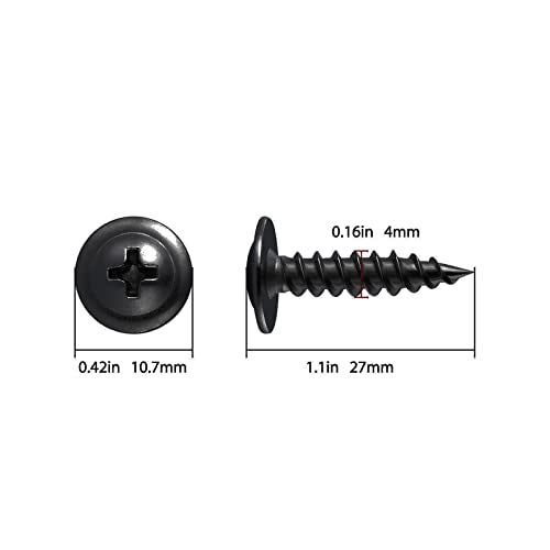 Wensilon (250 pcs)#8×1" Black Truss Head Wood Screws Quick Metal Self Tapping Zinc Oxide - color: Black, size: #8×1"