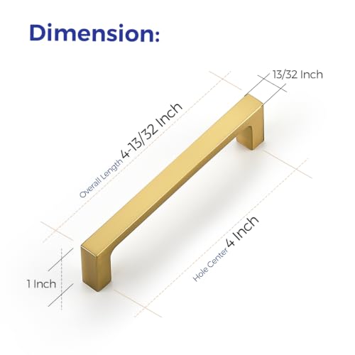 Ravinte Brushed Gold Kitchen Cabinet Solid Handles,4 Inch,5 Pack - color: Brushed Gold, size: 4 Inches Hole Center
