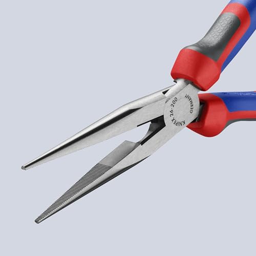 KNIPEX Tools - Long Nose Pliers With Cutter, Multi-Component (2612200), Multi-Colour, 8 inches