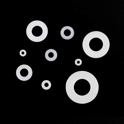 Nylon Flat Washer Assortment Set 800 Pieces, 9 Sizes - M2 M2.5 M3 M4 M5 M6 M8 M10 M12, (Black+White)(Not Rubber Washers)