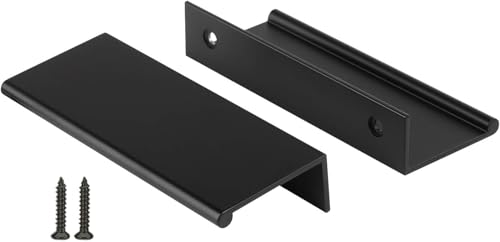 Rergy 10 Pack 3" Cabinet Pulls Black Finger Pulls for Cabinets - color: Black, size: Hole Center: 3in(76mm)