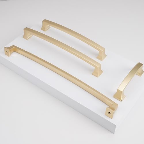 COTYKILEY 10 Pack 12.6 Inch(320mm) Brushed Brass Cabinet Handles Gold Kitchen Cabinet Pulls Cabinet Door Handles Kitchen Cabinet Hardware Cupboard Drawer Pulls Dresser Handles - color: Brushed Brass, size: 12.6" Hole Center（320MM）