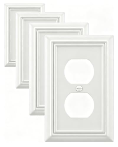 Switch Plates Outlet Covers, 4-Pack Metal Wall Plates, Off White - color: Off White, size: 1 Duplex 4PK