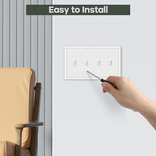 Quad Toggle Light Switch Cover Plate - size: 4 Gang Quad Toggle