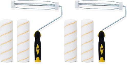 Bates- Paint Roller Kit, 9 Inch Roller Frame with 2 Microfiber Roller Covers, for Walls, Ceilings, Floors, and Home Painting (Pack of 2) - size: 3 Pcs (Pack of 2)
