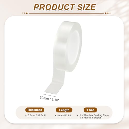 uxcell Window Weather Sealing Tape, 1.2 Inch x 32.8 ft (31.5mil Thick) - size: 1.2 Inch x 32.8 ft x 31.5mil