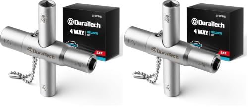 DURATECH 4 Way Sillcock Key, 1/4", 9/32", 5/16", 11/32", 2-Pack, for Valve, Faucet, and Spigots - size: 2-Pack, style: 4 Way Key