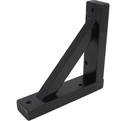 OVOV 2 Pack Wall Mount Wooden Shelf Brackets Triangle 7 Inch Black - color: Black, size: 7 Inch