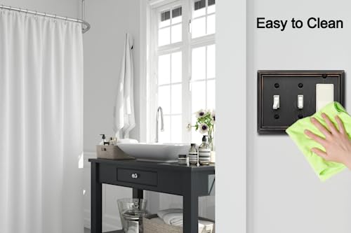 OKAWYC Double Toggle/Single Decorator Light Switch Cover Adler Metal Wall Plate, 2-Pack Aged Bronze 3 Gang, Light Switch Cover, Receptacle Dimmer Switch GFCI Outlet Decorative Wallplate, Durable - style: 2 Toggle/1 Decorator 2PK