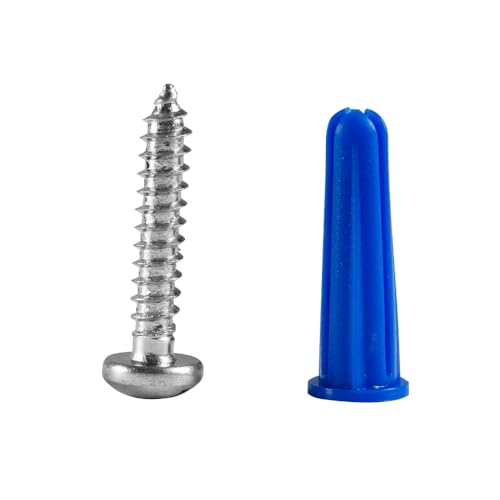 Skywalker Conical Anchor Kit 100-Pack – #8-1" Pan Head Screws with Blue Plastic Anchors & 3/16" Drill Bit – Wall Anchor Set – Made in USA - size: #8