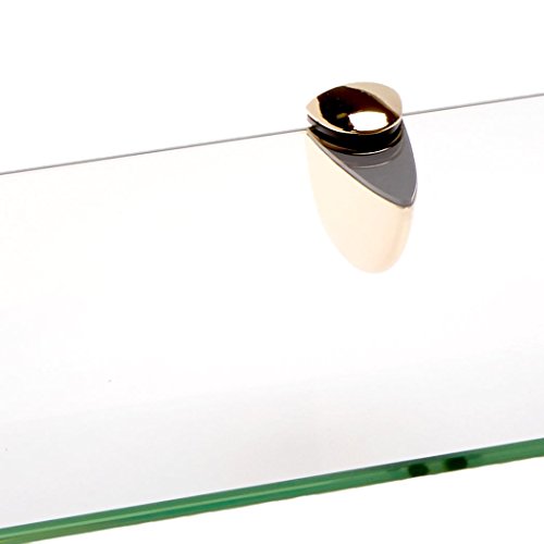 Spancraft 6" x 18" Brass Bracket Sparrow Bent Glass Shelf - color: Brass Bracket, size: 6" x 18"