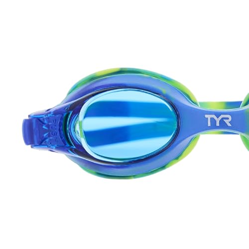 TYR Kids' Swimple Goggles - Colorful Swim Goggles for Beginners - color: Blue/Green