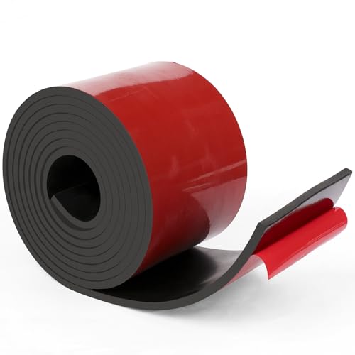 WochiTV Adhesive Solid Rubber Strips, 4" Wide x 1/4" Thick x 60" Long Self Stick Black Neoprene Rubber Rolls Perfect for DIY Insulation Cushion Gasket, Sealing, Liner, Weather Striping - size: 4" W X 60" L, style: 1/4" Thick Adhesive