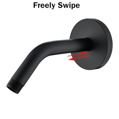 RANDOM Shower Arm with Flange,Black 6 Inches Wall Mount Angle Shower Head Extension Arm For Fixed Shower Head,Matte Black.RD91018-6MB - color: 6″ Matte Black(Round Flange)