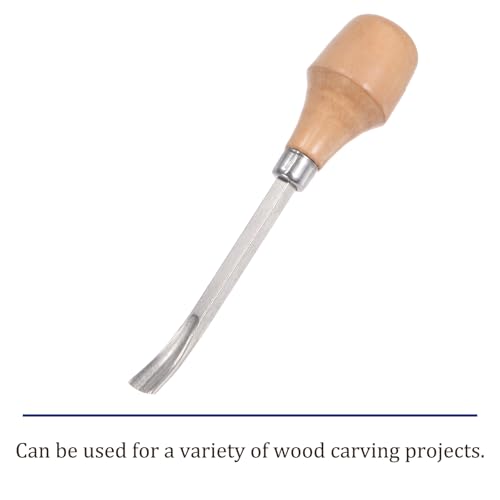 2pcs Wood Carving Knife - [9mm] 45# Carbon Steel Chisel Curved Half-round Tip Head Engraving Cutting Blade Wood Handle Whittling knives for Woodworking Sculpture Use, 5" Long