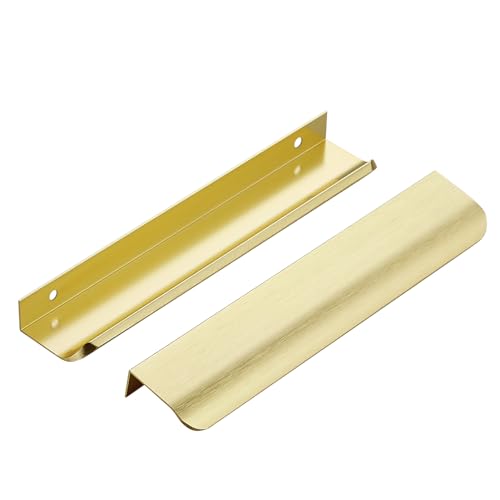 Ravinte Hardware Gold Cabinet Handles Finger Edge Pulls 7.8 Inch CC 10 Pack - color: Gold, size: 200mm/7.8" Overall Length