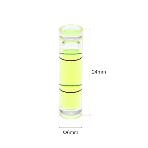 HARFINGTON 6pcs Small Cylindrical Bubble Level Vials 6x24mm PMMA Mini Horizontal Bubble Spirit Level Measuring Layout Tools for RV TV Picture Frame Hanging Tool Leveler - size: 6x24mm