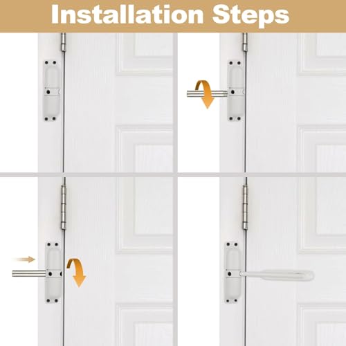 2PCS Automatic Door Closer for Home, Heavy Duty Zinc Alloy Auto Door Closer with Spring Tension, Self-Closing Safety Hardware for Interior Doors, White (2-Pack)