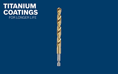 BOSCH TI2151IM 1-Piece 3/8 in. x 5 in. Titanium Nitride Coated Metal Drill Bit Impact Toughwith Impact-Rated Hex Shank for Applications in Heavy-Gauge Carbon Steels, Light Gauge Metal, Hardwood - size: 3/8 in (Pack of 2), style: Industrial