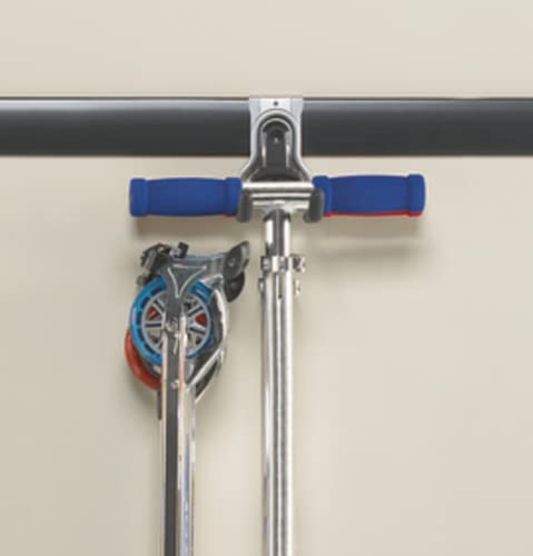 Rubbermaid FastTrack Garage Organization Multi-Purpose Hook, 50 lbs Capacity, Satin Nickel, Wall Mounted Storage System, Direct Mount into Rail for Home Organization - style: Multi-Purpose Hook
