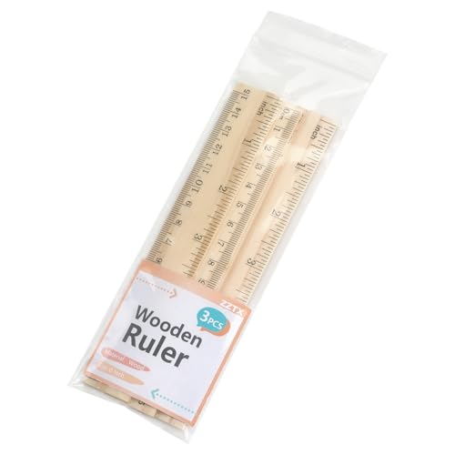 ZZTX 3 Pack Wooden Ruler 6 Inch（15 cm) - color: 3 Pack, 6 Inch