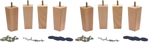 WEICHUAN 5.5 Inch Tapered Solid Beech Wood Furniture Sofa Couch Legs Set of 4 (Pack of 2) - color: Straight- Set of 4, size: 5.5" (Pack of 2)