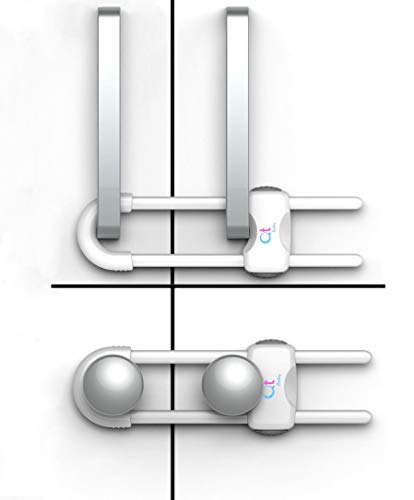 QT BABY Baby Proofing Cabinet Locks | Adjustable U Shaped Baby Safety Latches for Drawers, Fridge, Closet |Modern Baby Proofing Cabinet Lock with Extra Secure Lock Buttons (Pack of 4, White) - color: White, size: Pack of 4