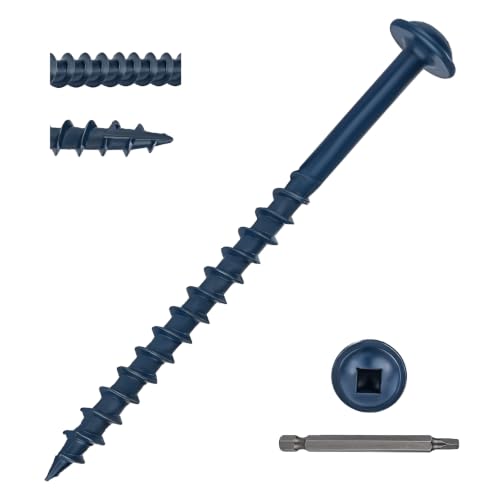 Pocket Hole Screws #8 x 2-1/2", Exterior Pocket Screws 600 Pcs, Washer Head with Square Drive, Coarse Thread, Blue Coated, Self Tapping, 100MM Drive Bit Included - size: #8 x 2-1/2"