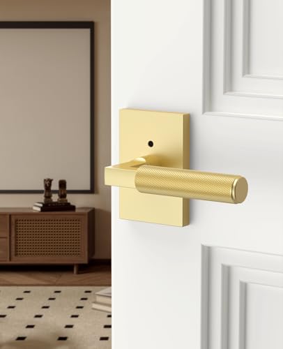 Asidrama 6 Pack Brushed Gold Privacy Interior Door Handles - color: Brushed Gold