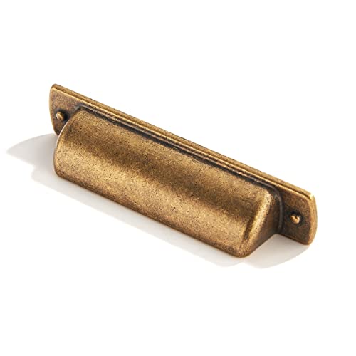 khtumeware 10 Pack 3" Drawer Pulls Antique Brass Cabinet Cup Pulls Kitchen Hardware Cabinet Handles Drawer Handles Knobs 3 inch Hole Center - color: Antique Brass, size: 3" Hole Center