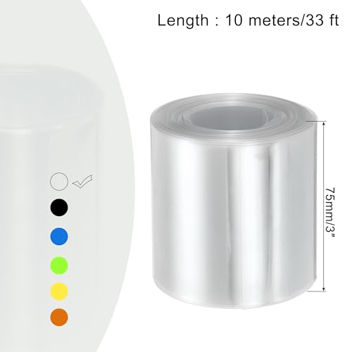 MECCANIXITY PVC Heat Shrink Tubing 48mm Dia 75mm Flat 33Ft Clear - color: Clear, size: 48mmx75mmx10m