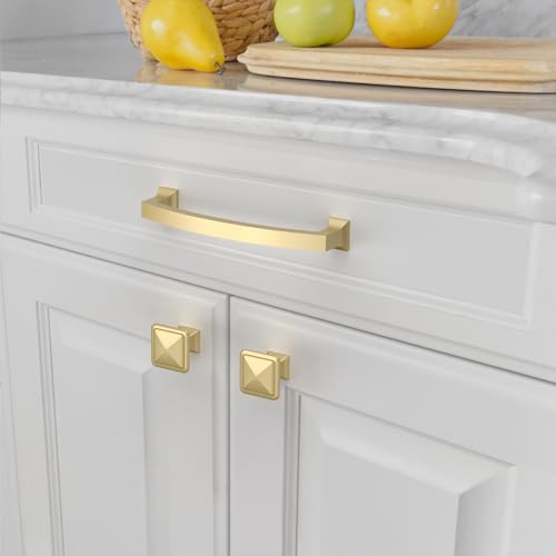 Amerdeco 10 Pack Brushed Gold Cabinet Pulls 5" - color: Brushed Gold, size: 5" hole center