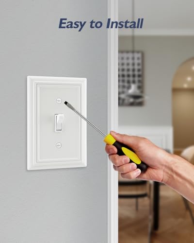Switch Plates Outlet Covers, 2-Pack Metal Wall Plates, Off White - color: Off White, size: 1 Toggle 2PK