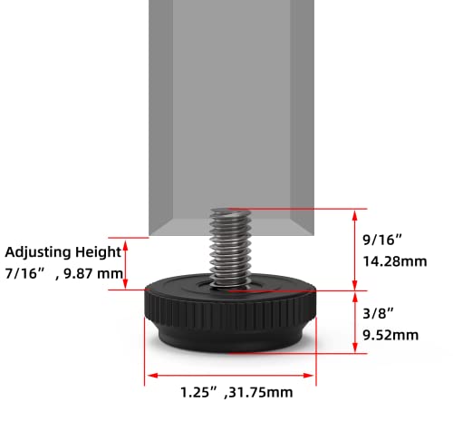 ONEHOME 24 Pack 5/16-18 Stainless Steel Adjustable Threaded Furniture Leg Leveling Feet Screw-in Glide Levelers,Stainless Screw Foot Levelers On for Table,Chair,Furniture, (M63) - size: 24 Pack Without T-Nut