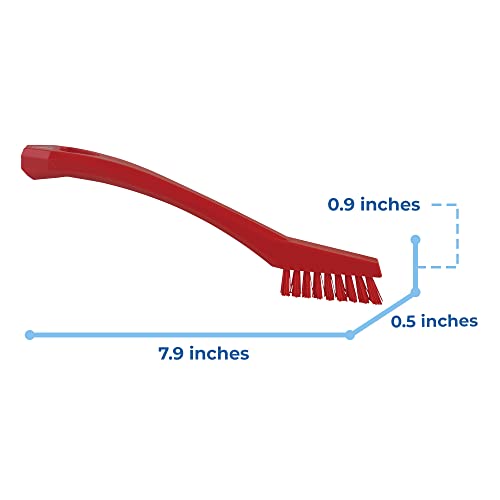 1/2 in W Detail Brush, Stiff, 5 1/2 in L Handle, 2 in L Brush, Red, Plastic, 8 in L Overall - 1 Each - color: Red