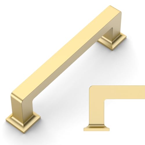 Amerdeco 10 Pack Brushed Gold Cabinet Pulls 3.75 Inch(96MM) Hole Centers Kitchen Cabinet Handles Cabinet Hardware Kitchen Handles for Cabinets Cupboard Handles Drawer Pulls ZH0019 - color: Brushed Gold, size: 3.75" Hole Center