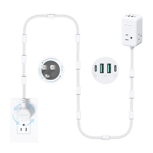 TROND Electrical Outlet Extender 360° Rotating Plug with 20W USB C, 10ft - size: 10 FT 360° Rotating Plug