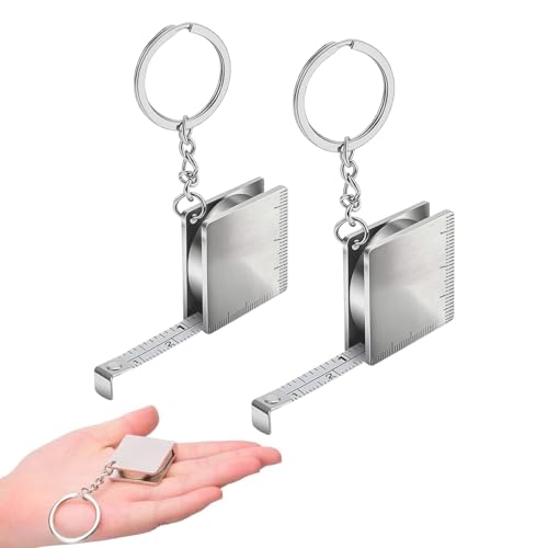 2 Pack Mini Keychain Tape Measure, 1.2m Retractable Measuring Tape | Dual Inch & Metric Scale, Pocket Portable, Metal Tape, Great for Sewing, DIY & Party Favors