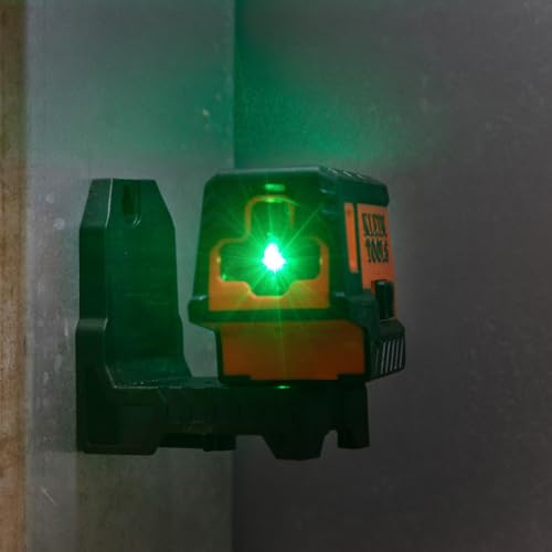 Klein Tools 93MCLPG Compact Self-Leveling Laser Level with Plumb Spot, Bright Green Cross Line, 75-Foot Range, Laser Class 2, Power Output <1mW, Magnetic Mount - style: Cross-Line