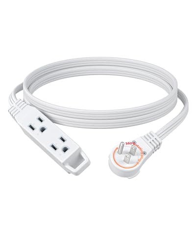 DEWENWILS 6FT 360° Rotating Flat Plug Extension Cord/Wire, 16/3, ETL Listed - color: White, size: 6FT, style: 1 Pack