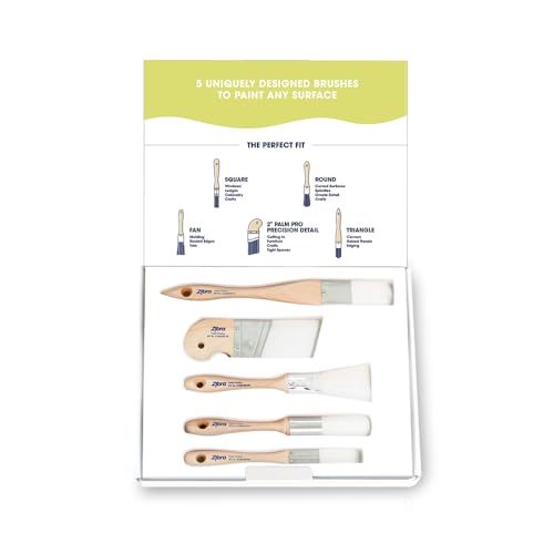 5-Piece Detail Paint Brush Set with Assorted Paint Brushes for Murals, Furniture and Home Projects, White