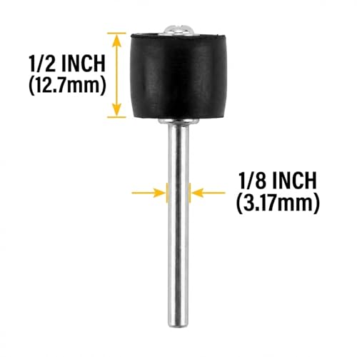 Drilax 10 Pc 1/2 Inch Rubber Drum Mandrels, 1/8 Inch Shank Sanding Sleeve Holders for Rotary Tool, Compatible with Dremel Drum Sander Attachments for Wood Fiberglass Metal Polishing