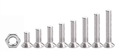 160Pcs #8-32 UNC Stainless Steel Phillips Flat Head Countersunk Machine Screws Nuts Assortment Kit- #8-32x 1/4" 5/16" 3/8" 1/2" 5/8" 3/4" 7/8" 1" - size: #8-32
