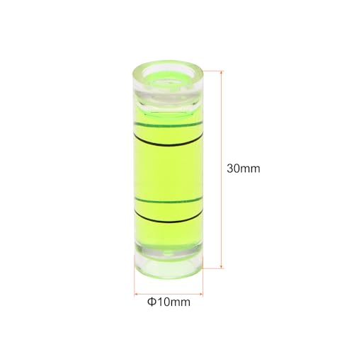 HARFINGTON 10pcs Small Cylindrical Bubble Level Vials 10x30mm PMMA Mini Horizontal Bubble Spirit Level Measuring Layout Tools for RV TV Picture Frame Hanging Tool Leveler - size: 10x30mm