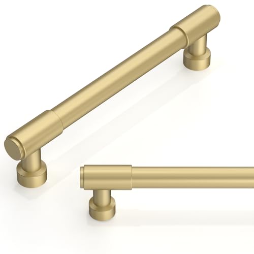 10 Pack Brushed Gold Cabinet Pulls 5 Inch(128mm) Kitchen Cabinet Handles Cabinet Hardware for Drawer Pulls - color: Brushed Gold, size: 5" Hole Center