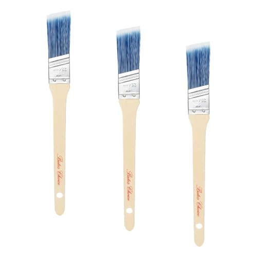 Bates Angle Paint Brushes, 1-Inch, 18 Pack - Treated Wood Handle, Stain & Wall Brushes for Painting Furniture & Walls - color: Wood Handle Angle, size: 18 Pack, 1"