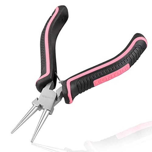 5-Inch Round Nose Pliers for Jewelry Making Wire Looping Plier Smooth Jaws Wire Bending Pliers Jewelry Making Tool Precision DIY Hand Tool for Wire Looping Wrapping, Pink Tool for Women - style: Round Nose Pliers