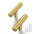 Haliwu 30 Pack T Bar Gold Cabinet Knobs Kitchen Cabinet Knobs for Drawer | Stainless Steel, Gold Handles for Cabinets, Round T-Bar Shape, Brushed Gold Cabinet Pulls, Screws Included - size: T Bar Knobs